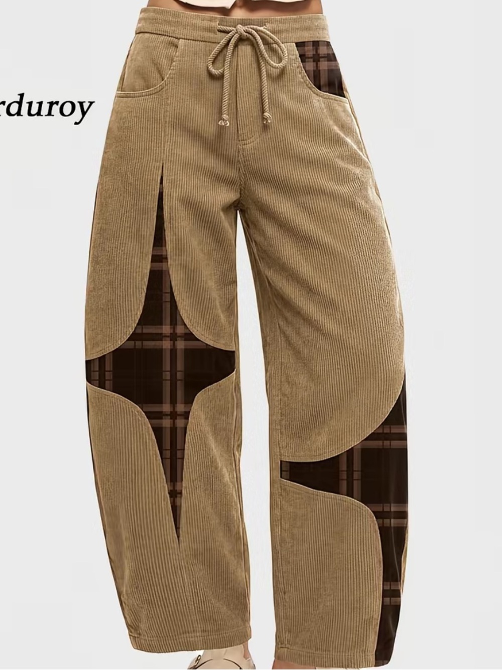 Tarse Corduroy Patchwork Wide-Leg Pants